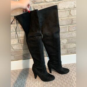 Steve Madden Black Over the Knee suede Boots with Stiletto Heel